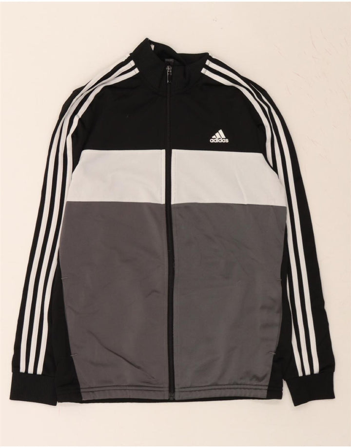 ADIDAS Boys Tracksuit Top Jacket 13-14 Years Black Colourblock Polyester Vintage Adidas and Second-Hand Adidas from Messina Hembry 
