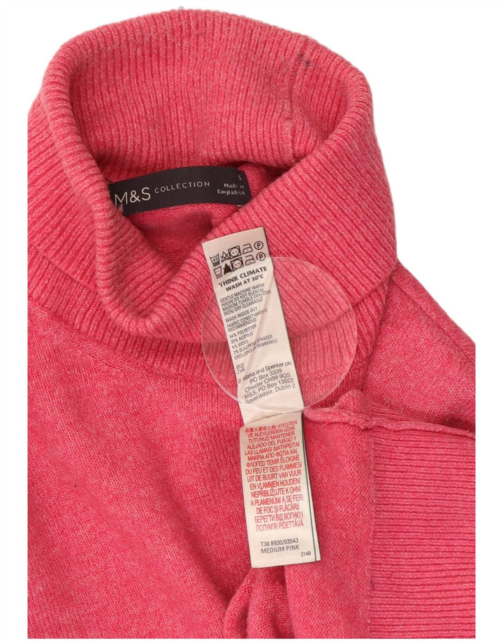 Marks & Spencer Womens Roll Neck Jumper Sweater UK 10 Small Pink Flecked