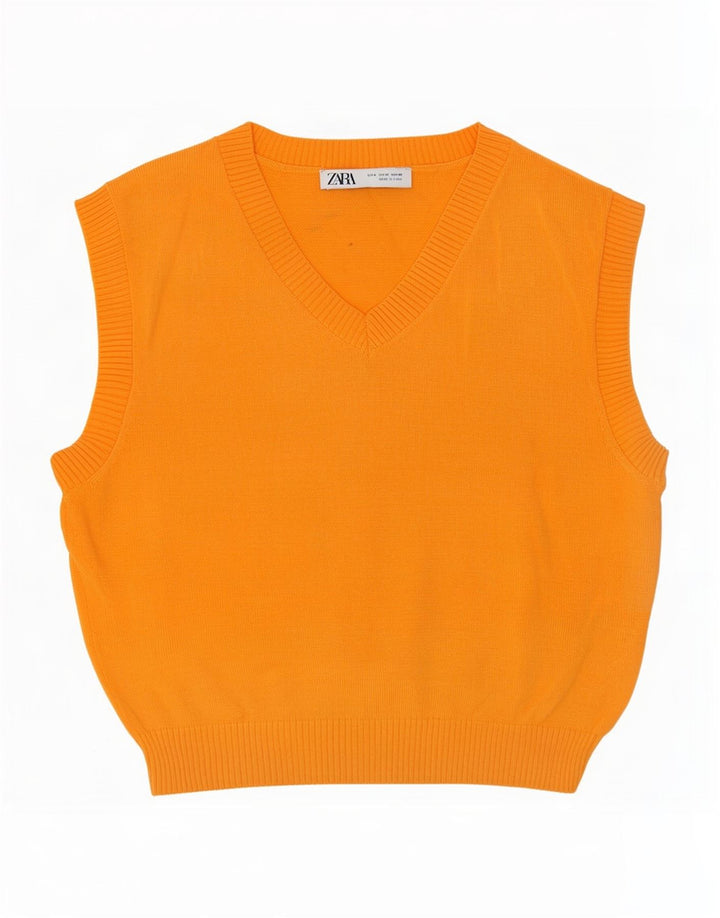 Zara Femme Débardeur UK 12 Viscose Orange Moyen