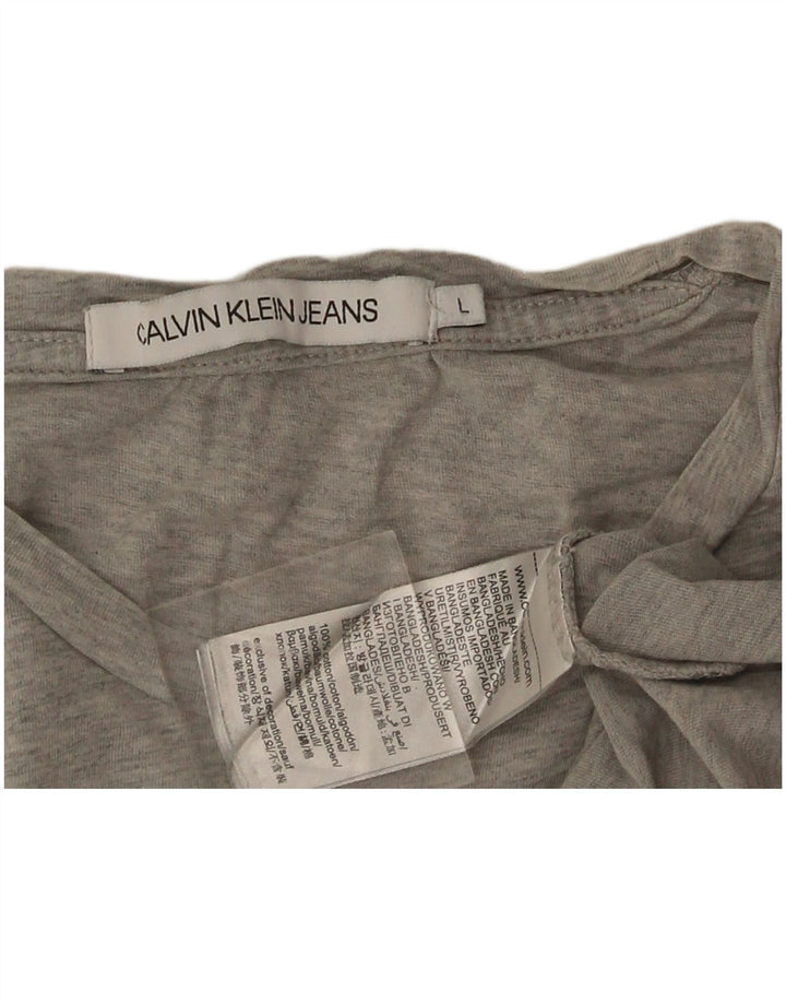 Calvin Klein Mens Graphic T-Shirt Top Large Grey Cotton