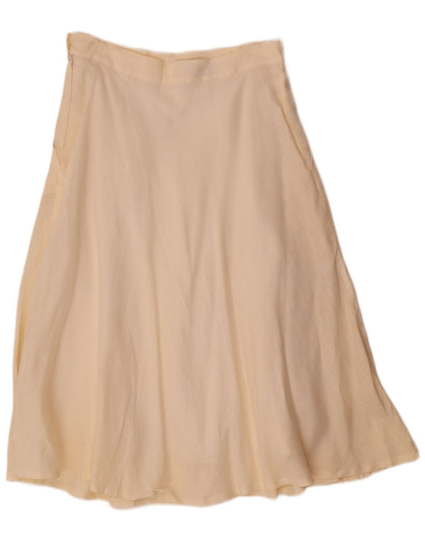 Marella Womens Flared Skirt UK 10 Small W30 Off White Linen