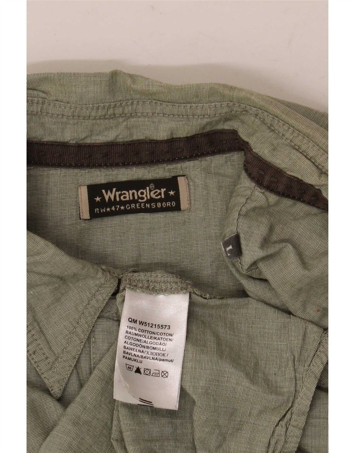 Wrangler Mens Short Sleeve Shirt Large Green Cotton