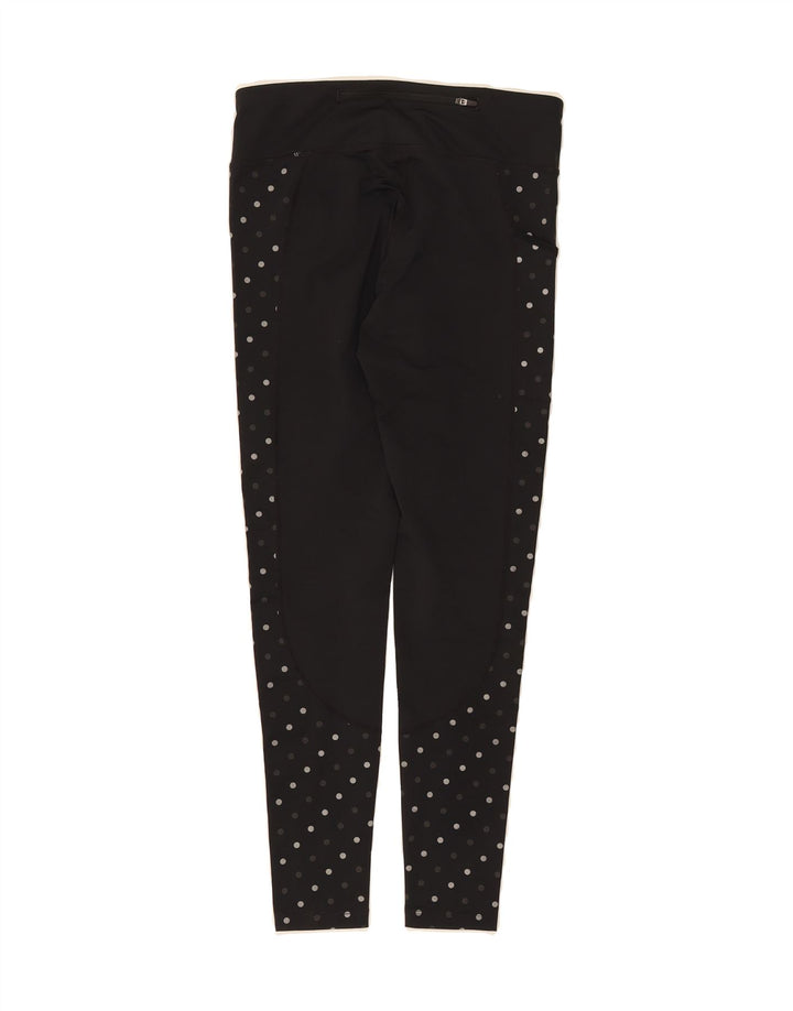 NIKE Womens Dri Fit Leggings UK 10 Small Black Polka Dot Vintage Nike and Second-Hand Nike from Messina Hembry 