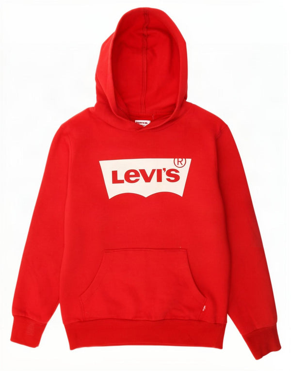Levi's - Jersey con capucha para niños, 11-12 años, algodón rojo