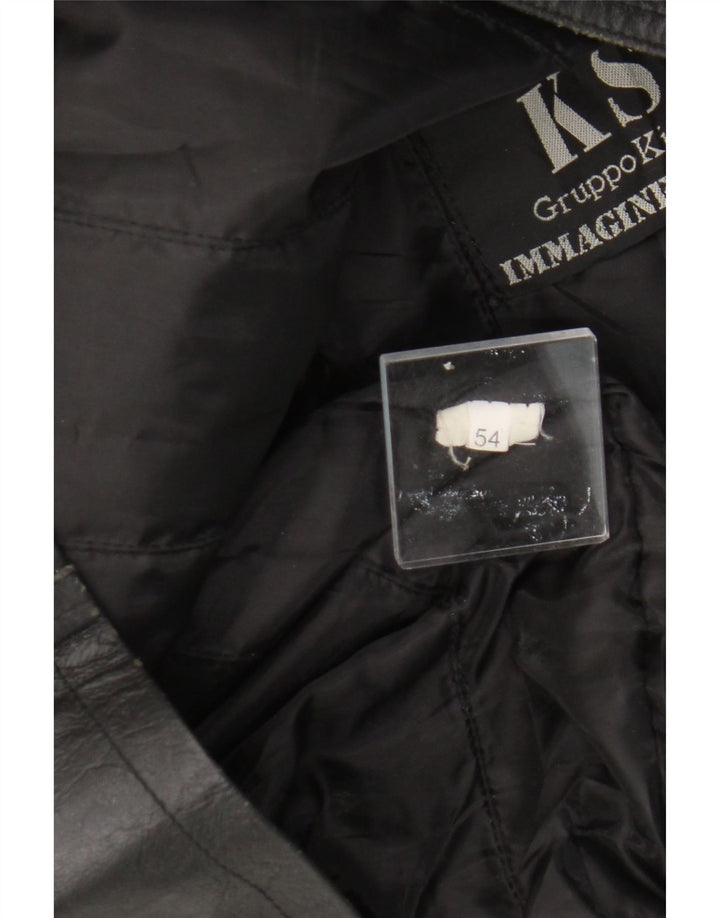 VINTAGE Veste en cuir homme IT 54 2XL Cuir noir