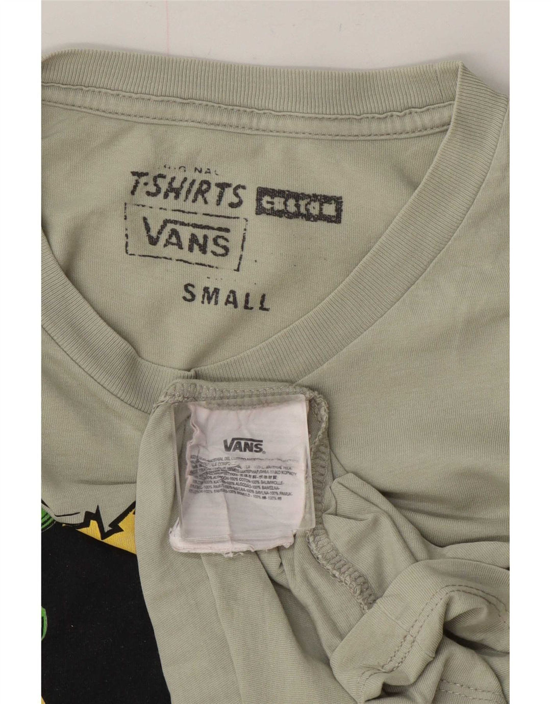 Vans Mens Graphic T-Shirt Top Small Grey Cotton