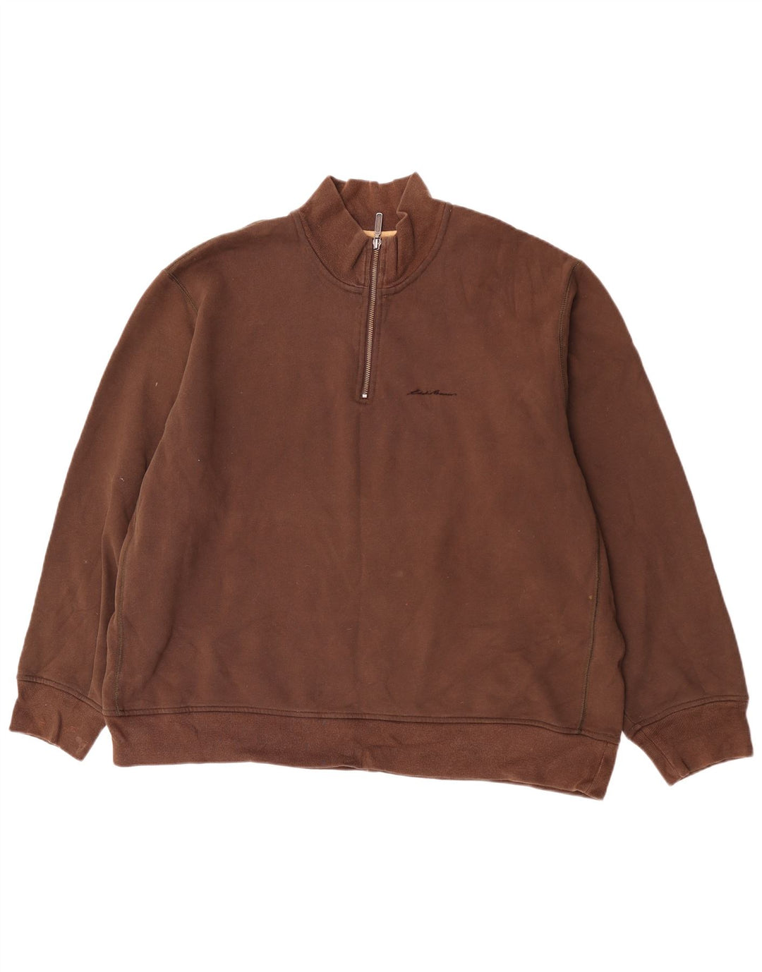 Eddie Bauer Mens Zip Neck Sweatshirt Jumper 2XL Brown Cotton