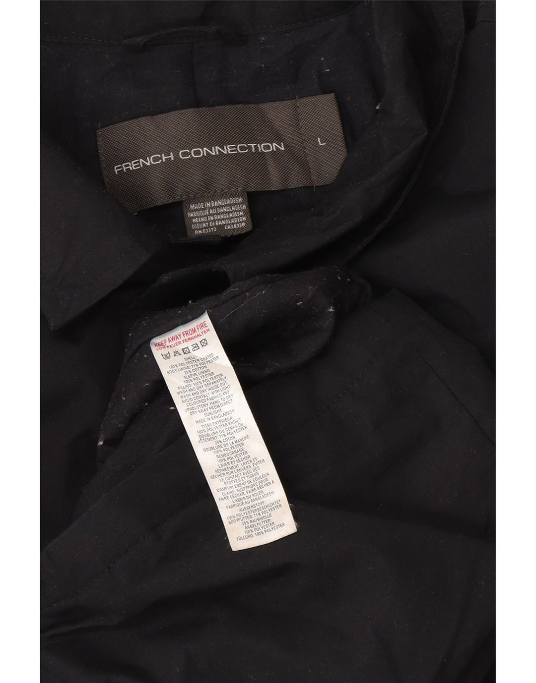French Connection Mens Overcoat UK 40 Large Navy Blue Polyester