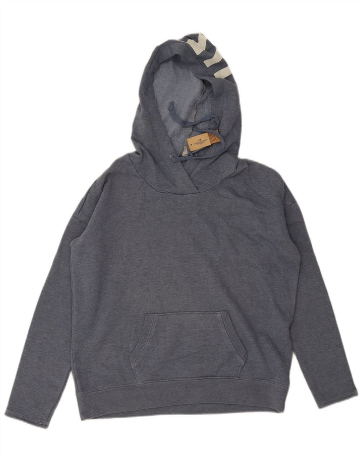 American Eagle Womens Graphic Oversized Hoodie Jumper UK 10 Small Grey