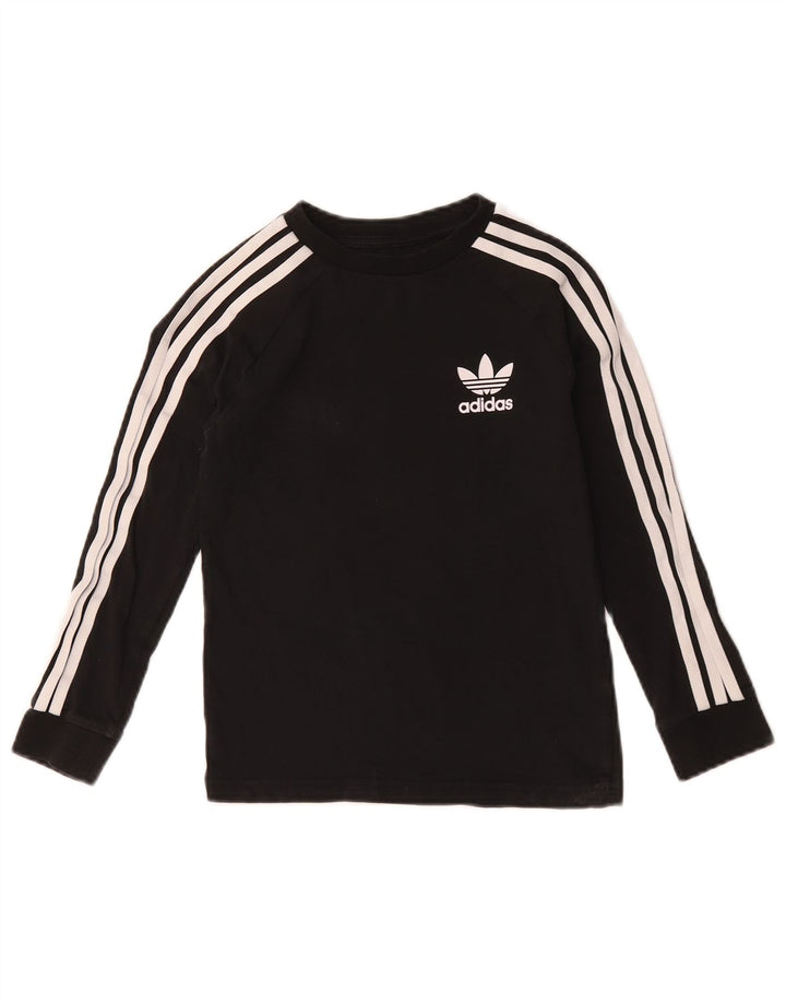 Adidas Boys Top Long Sleeve 7-8 Years Black Cotton