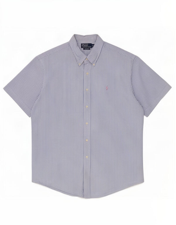 Polo Ralph Lauren Mens Short Sleeve Custom Fit Shirt 2XL Blue Pinstripe