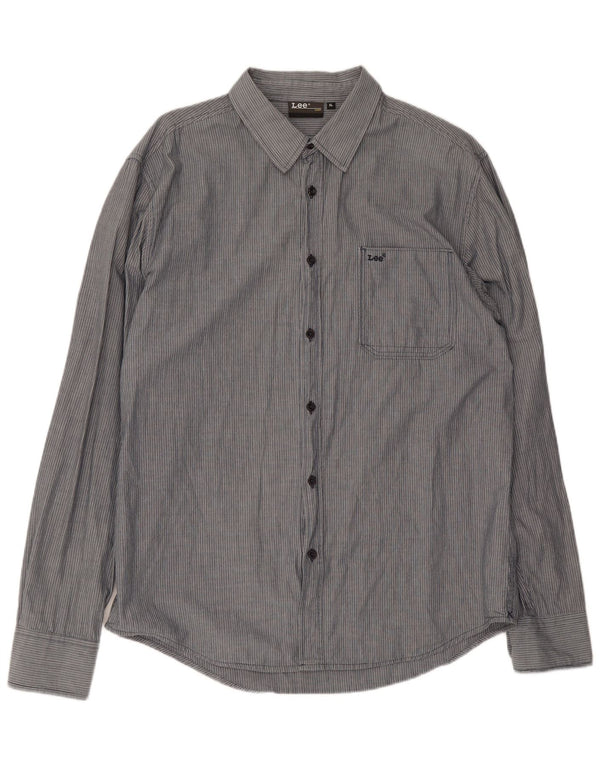 Camisa Lee Hombre XL Algodón Gris Rayas Pintadas