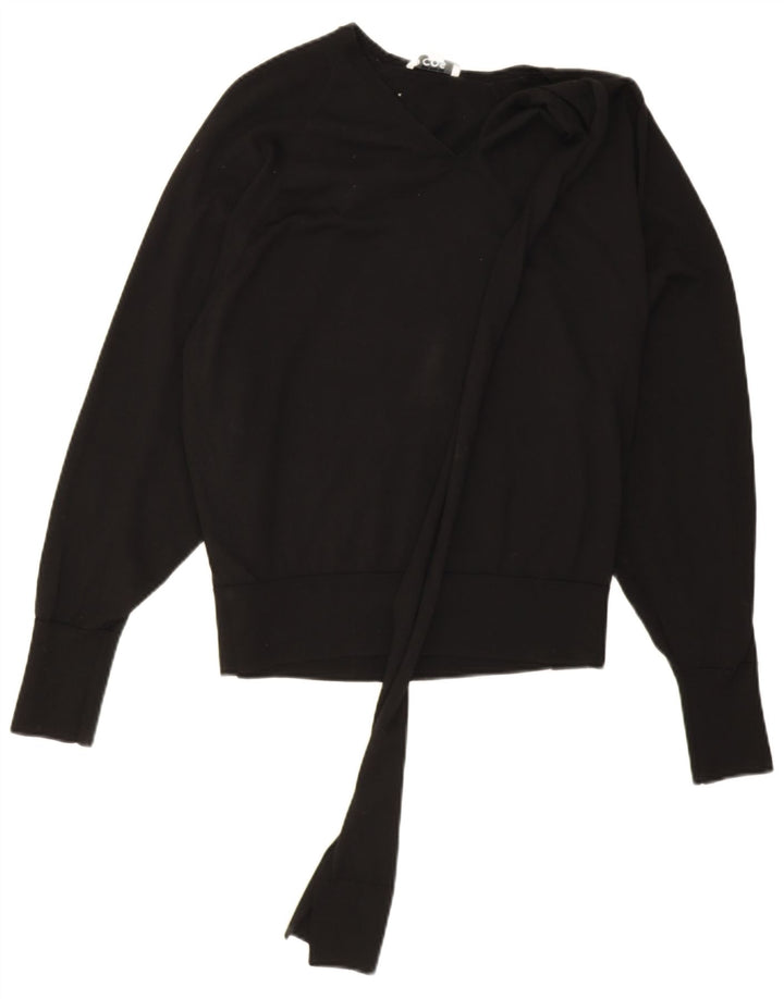 Cos Dame Oversized V-hals sweater UK 10 Small Black Wool