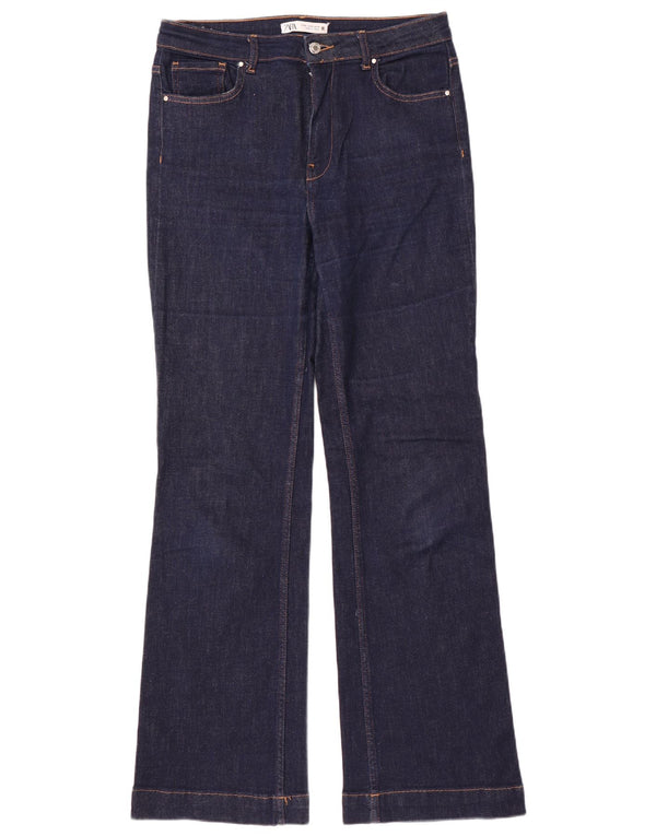 Zara Damen Bootcut Jeans EU 42 Large W32 L34 Marineblau