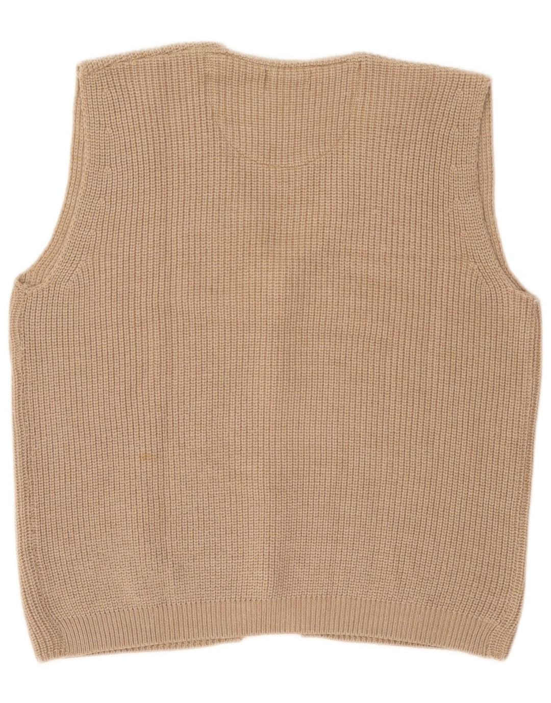 Ferrone Mens Sleeveless Cardigan Sweater Large Beige Wool