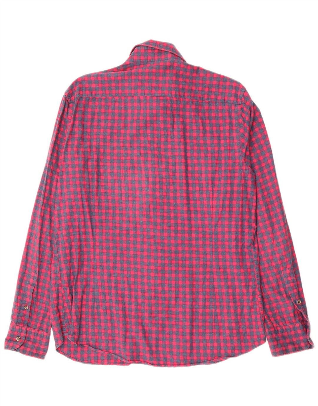 MASSIMO DUTTI Mens Flannel Shirt Large Red Gingham Cotton