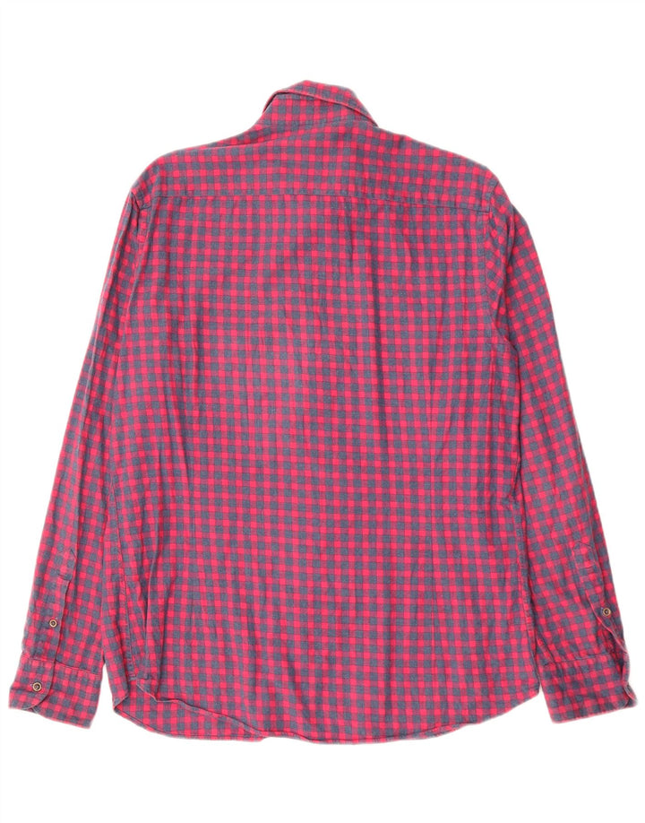 MASSIMO DUTTI Mens Flannel Shirt Large Red Gingham Cotton