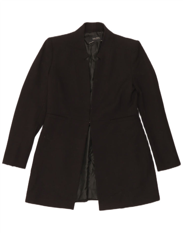 Zara Veste blazer longue pour femme UK 16 Large Noir Polyester