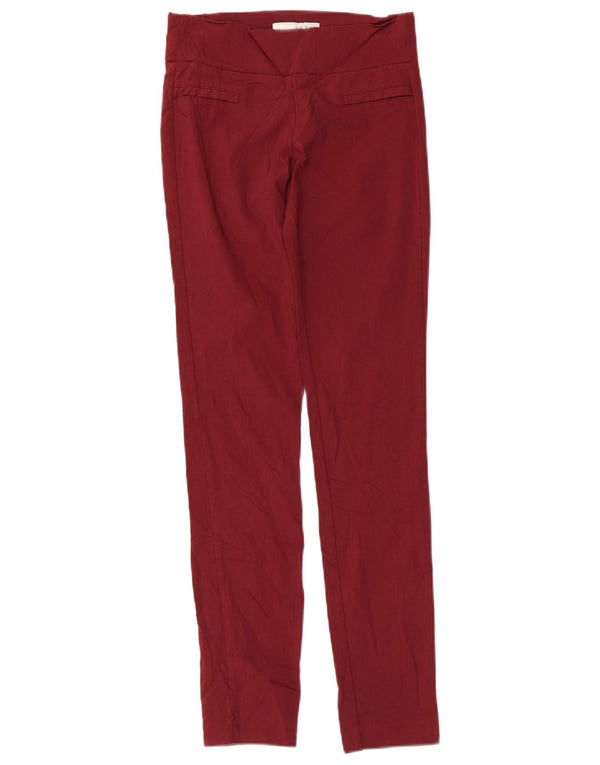 Guess Womens Skinny Casual Trousers Small W24 L29 Burgundy Rayon