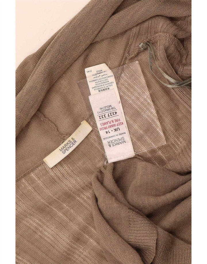 Marks & Spencer Damen Longline Open Cardigan Pullover UK 14 Mittelbraun