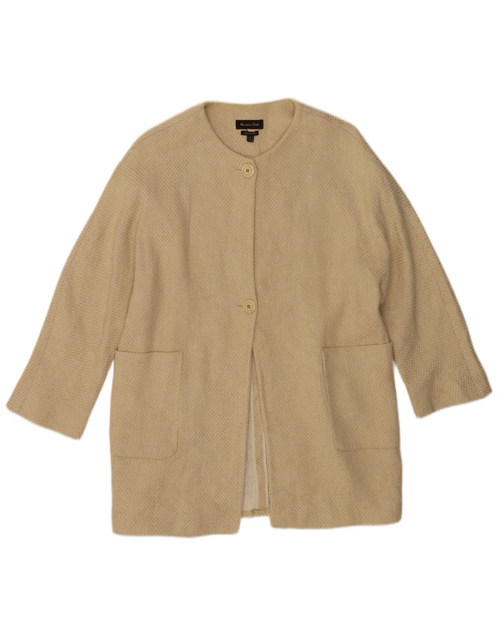 MASSIMO DUTTI Womens Overcoat UK 10 Small Beige Acetate