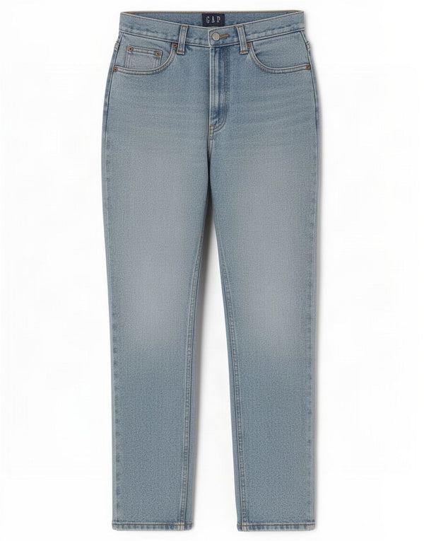 Gap Dame High Waist Slim Jeans US 10 Large W27 L30 Blue Cotton