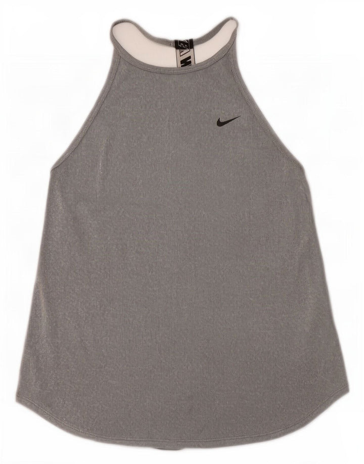 Nike Dame Dri Fit Grafisk Vest Top UK 8 Small Grey Colourblock Polyester