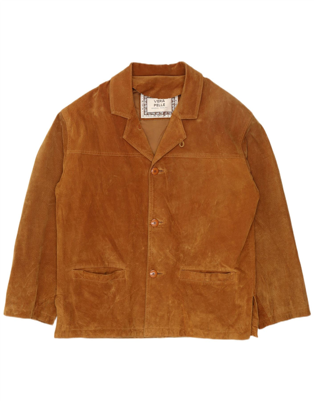 Giacca vintage in pelle scamosciata da uomo IT 46 piccola in pelle beige