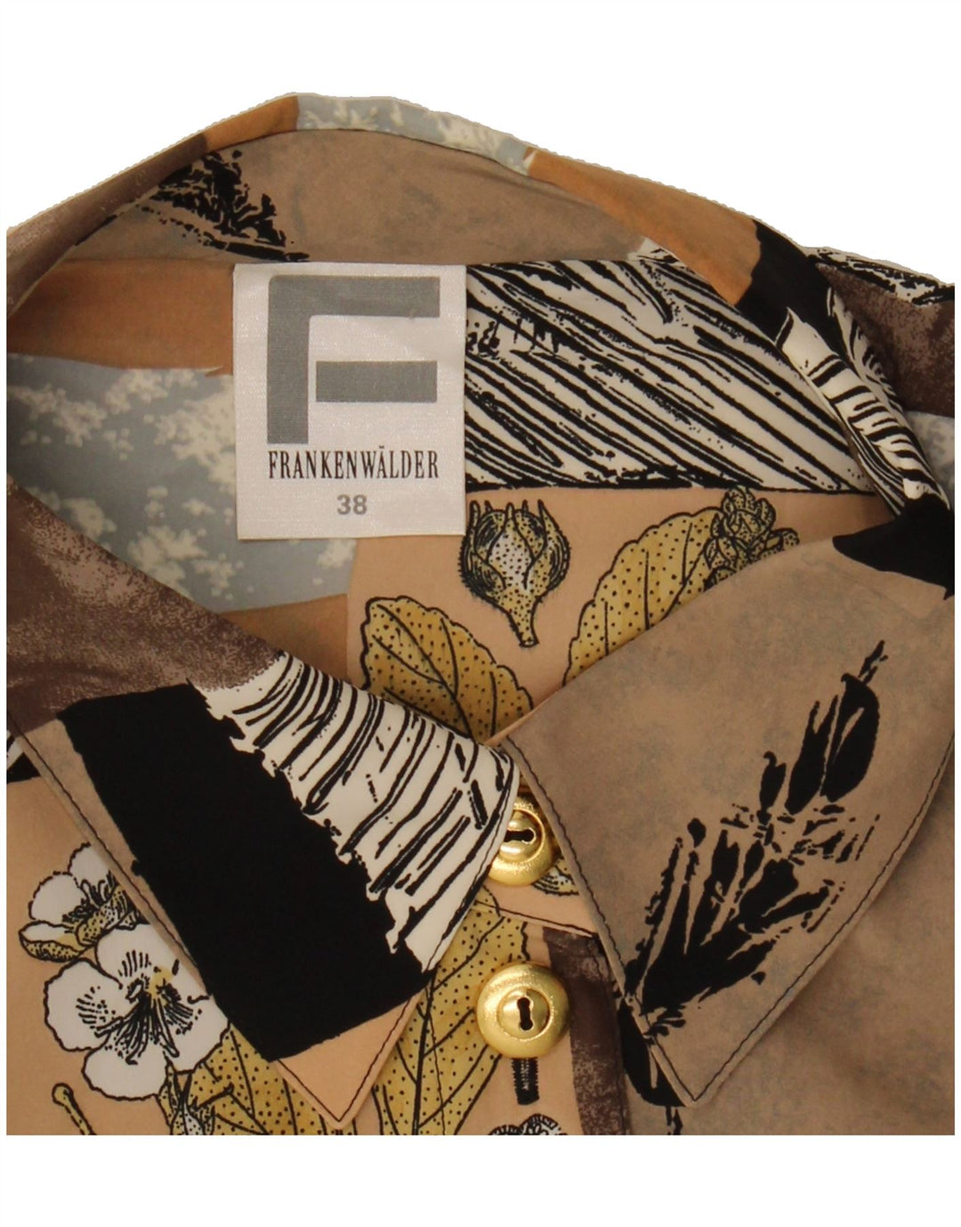 FRANKENWALDER Womens Shirt Dress EU 38 Medium Brown Patchwork Polyester Vintage Frankenwalder and Second-Hand Frankenwalder from Messina Hembry 