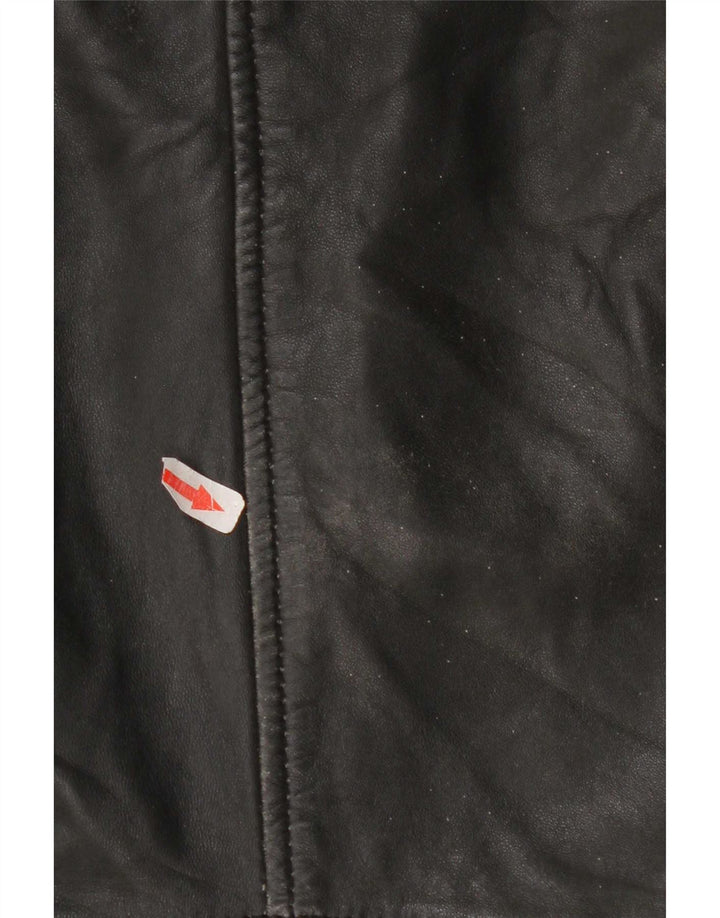Mango Damen Crop Lederjacke UK 10 Small Schwarz
