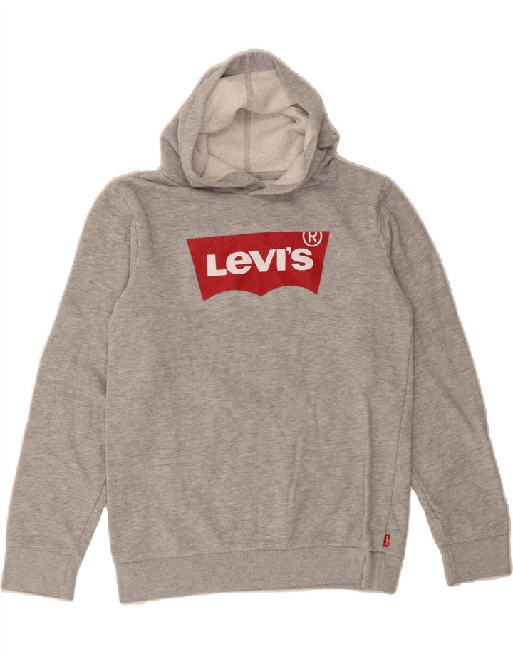 LEVI'S Boys Graphic Hoodie Jumper 11-12 Years XL Grey Cotton Vintage Levi's and Second-Hand Levi's from Messina Hembry 