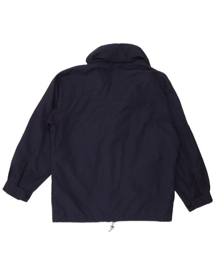 Fila Mens Hooded Windbreaker Jacket IT 48 Medium Navy Blue Polyester Retro