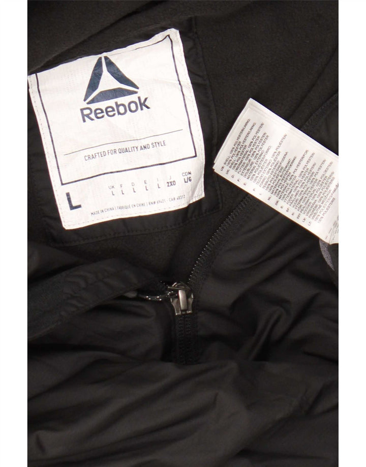 Reebok Mens Hooded Tracksuit Top Jacket Large Black Polyester