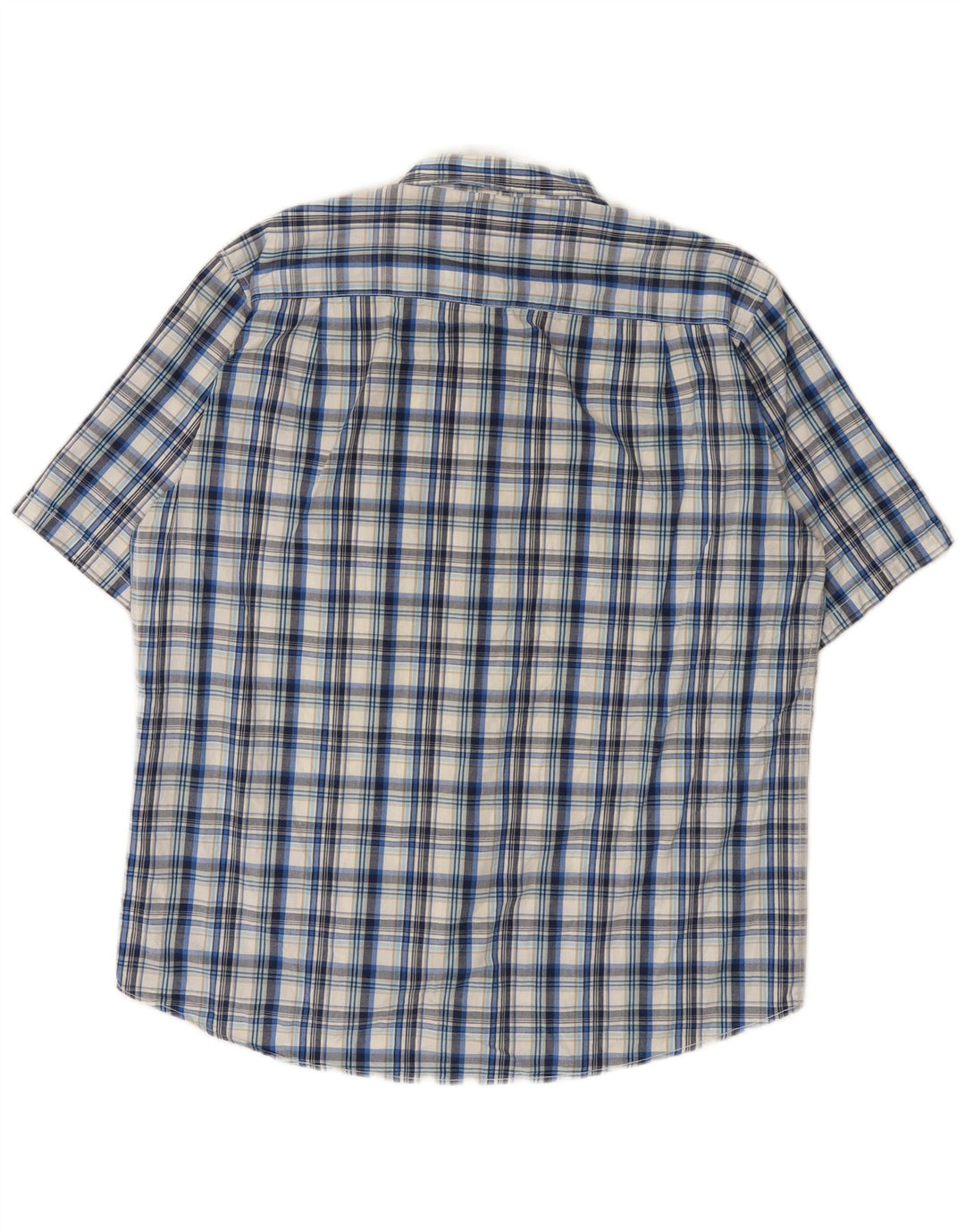 JAMES PRINGLE Mens Short Sleeve Shirt Large Blue Check Cotton