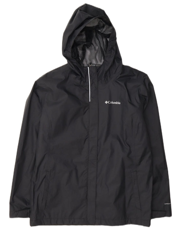 Columbia Girls Omni-Tech regnjakke med hætte 15-16 år XL marineblå nylon