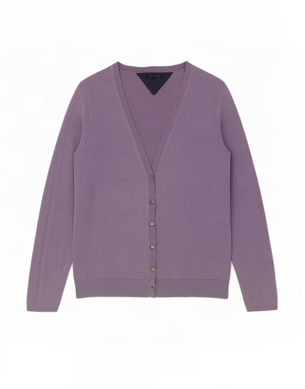 Maglione cardigan da donna Tommy Hilfiger UK 10 piccolo cotone viola