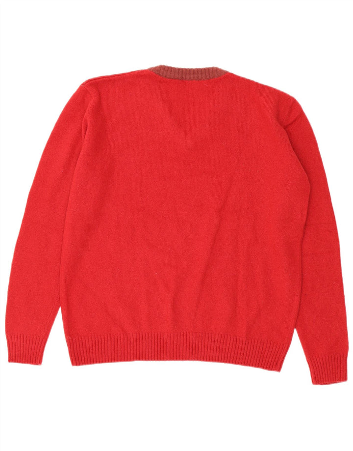 CARRERA Dame V-hals sweater UK 14 Medium Rød Uld