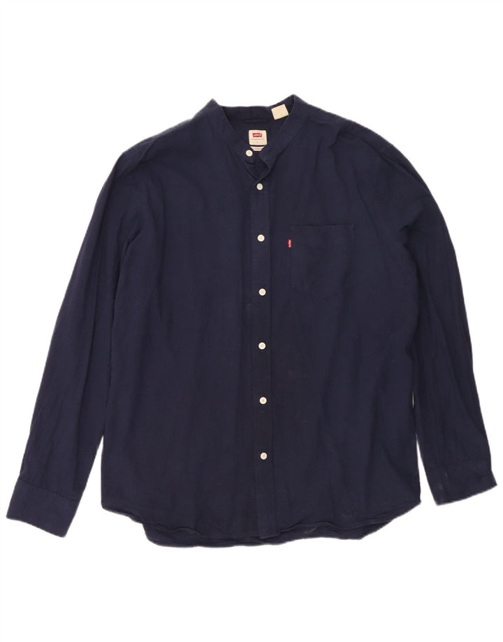 Levi's Mens Standard Shirt Large Navy Blue Cotton