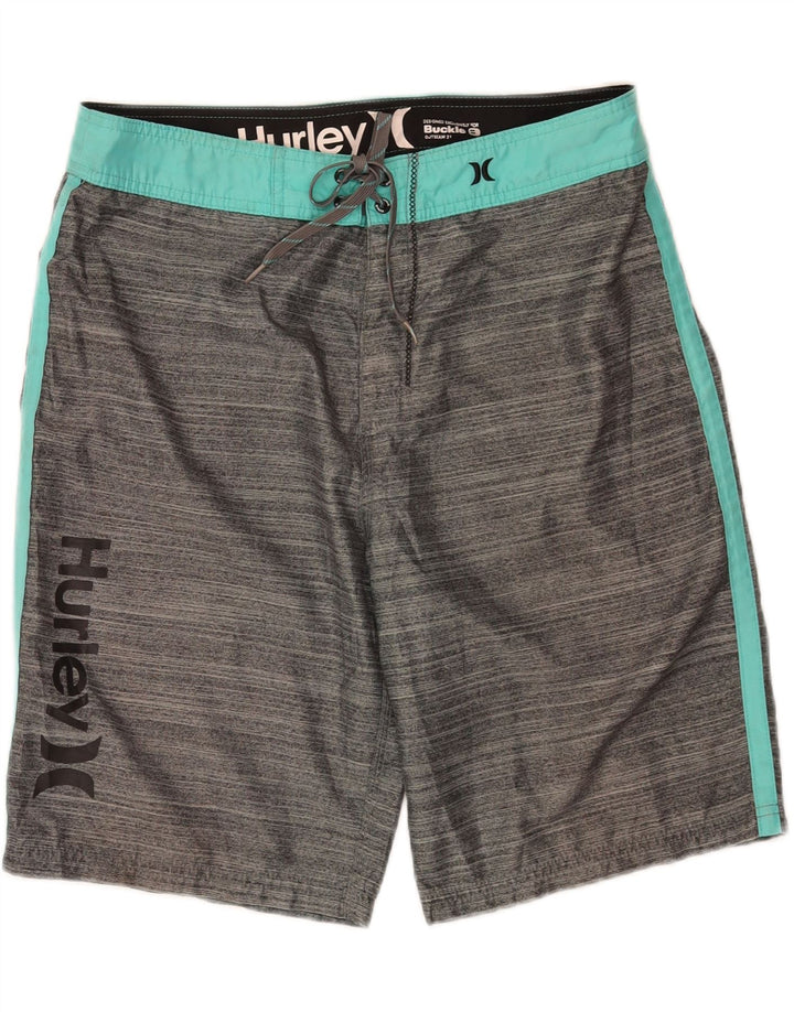 Hurley Mens Graphic Swimming Shorts Large Grey Colourblock