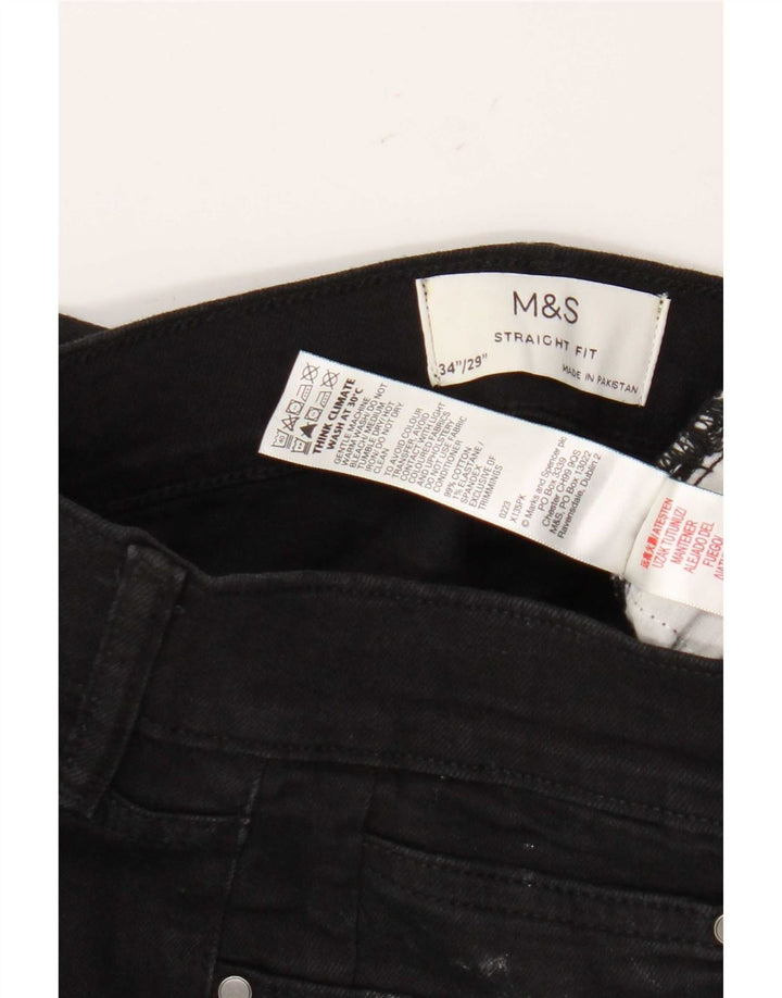 Marks & Spencer Mens Straight Jeans W34 L29 Black Cotton