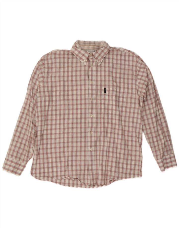 Sergio Tacchini Mens Shirt Large Off White Check Cotton