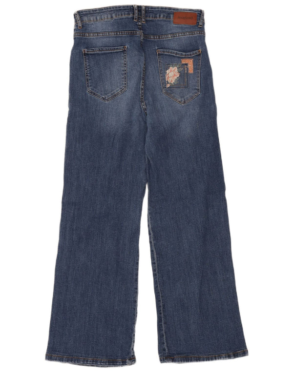 Desigual Jean taille haute jambe large pour femme EU 30 XL W30 L29 Bleu Patchwork