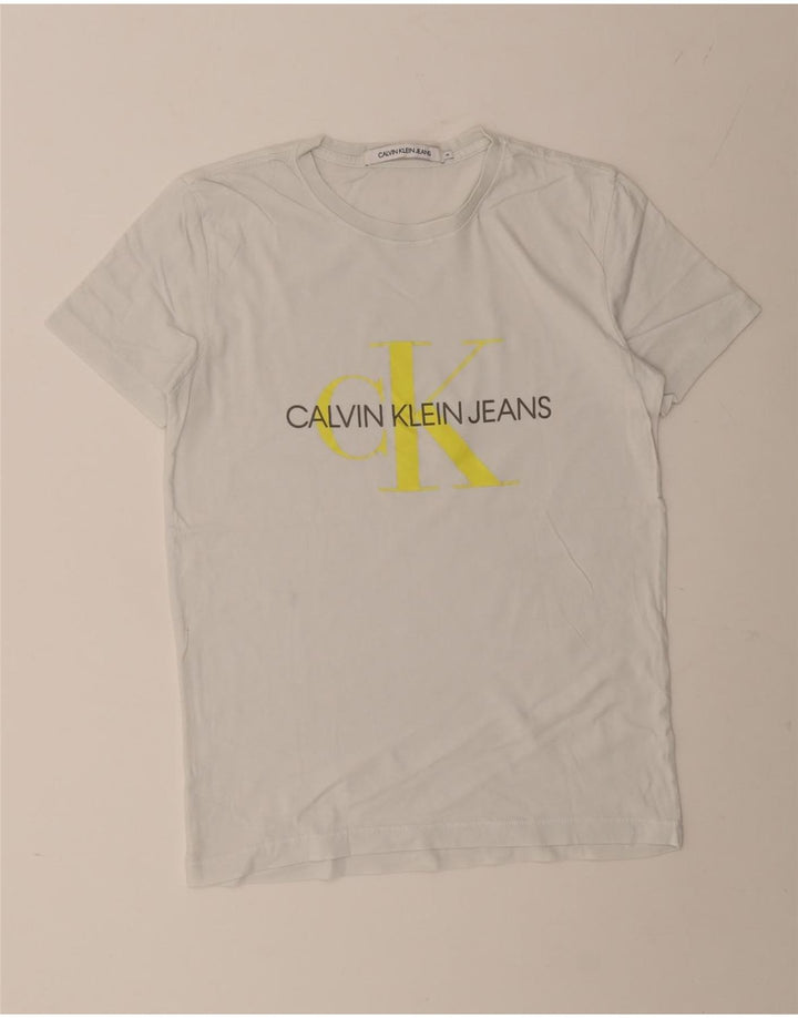 CALVIN KLEIN JEANS Mens Graphic T-Shirt Top Medium White