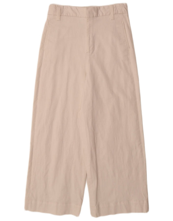 Damskie spodnie typu casual z wysokim stanem i szerokimi nogawkami Zara, średnie W28 L26, biała bawełna
