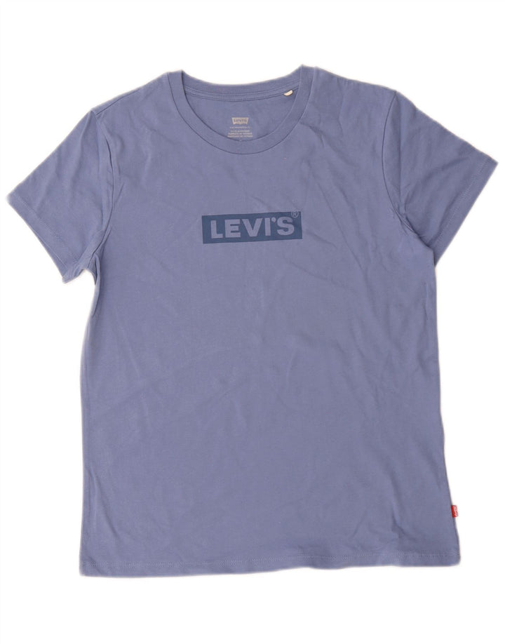 Levi's T-Shirt Graphique Femme UK 14 Bleu Moyen Coton