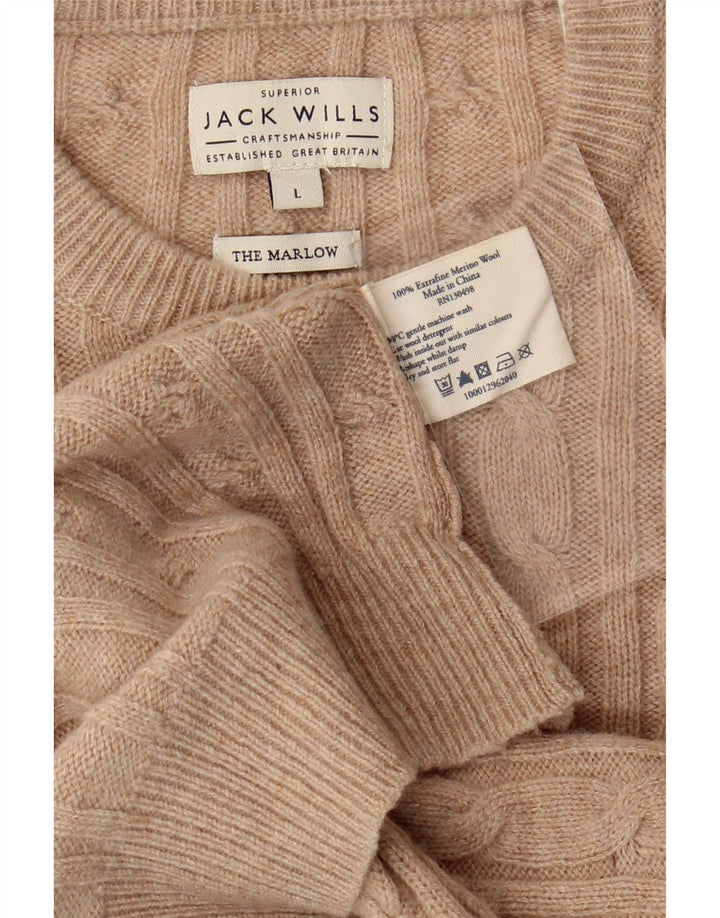 JACK WILLS Mens The Marlow Crew Neck Jumper Sweater Large Beige