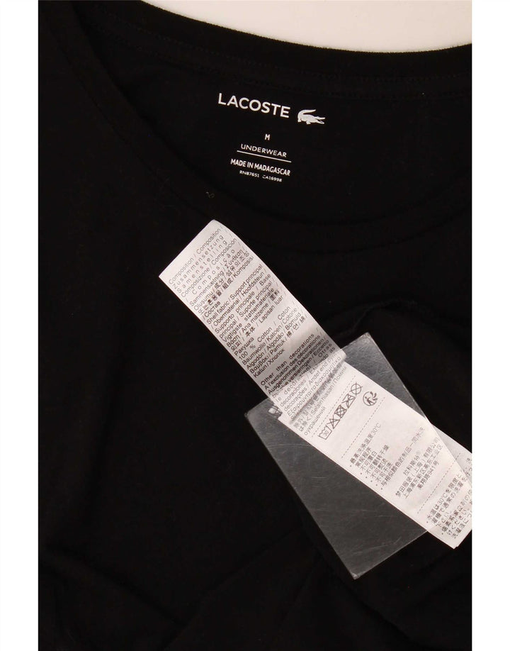 Lacoste Dame T-Shirt Top UK 14 Medium Sort Bomuld