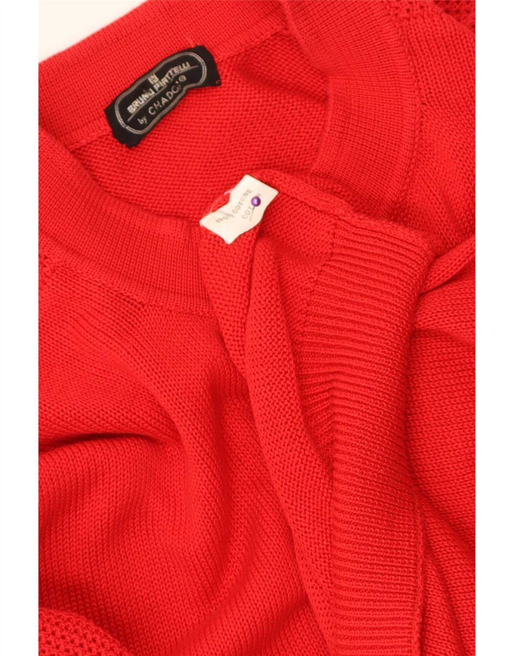 Vintage Mens Cardigan Sweater Large Red Cotton