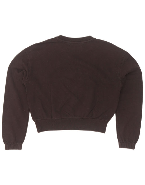 Calvin Klein Jeans Dame Crop Graphic Sweatshirt Jumper UK 10 Small Black