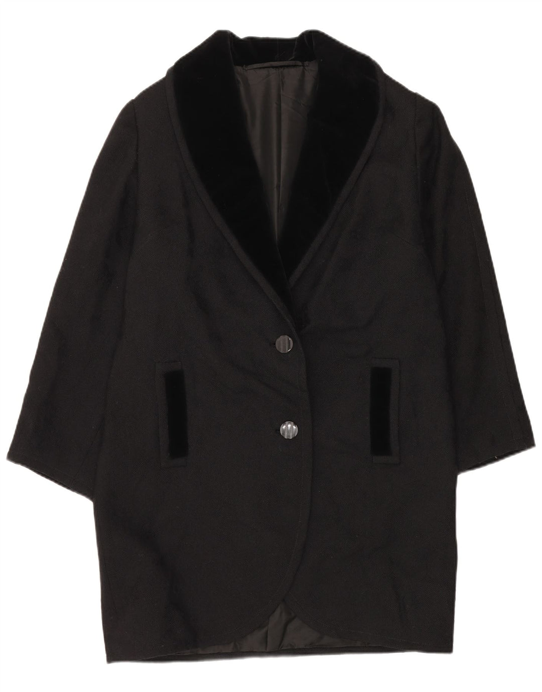 VINTAGE Womens Overcoat UK 18 XL Black